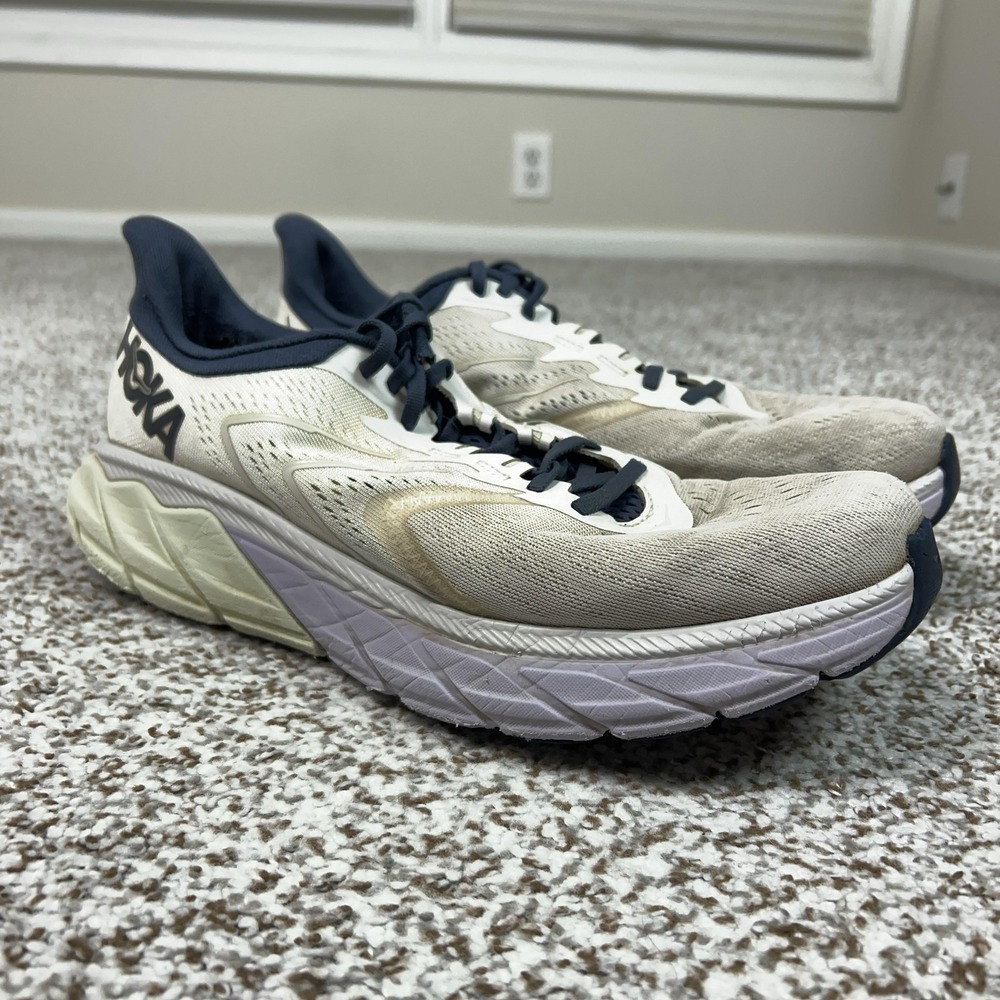 Hoka One One Arahi‎ 5 Shoes Womens Size 12 White Navy Running Sneakers Walking
